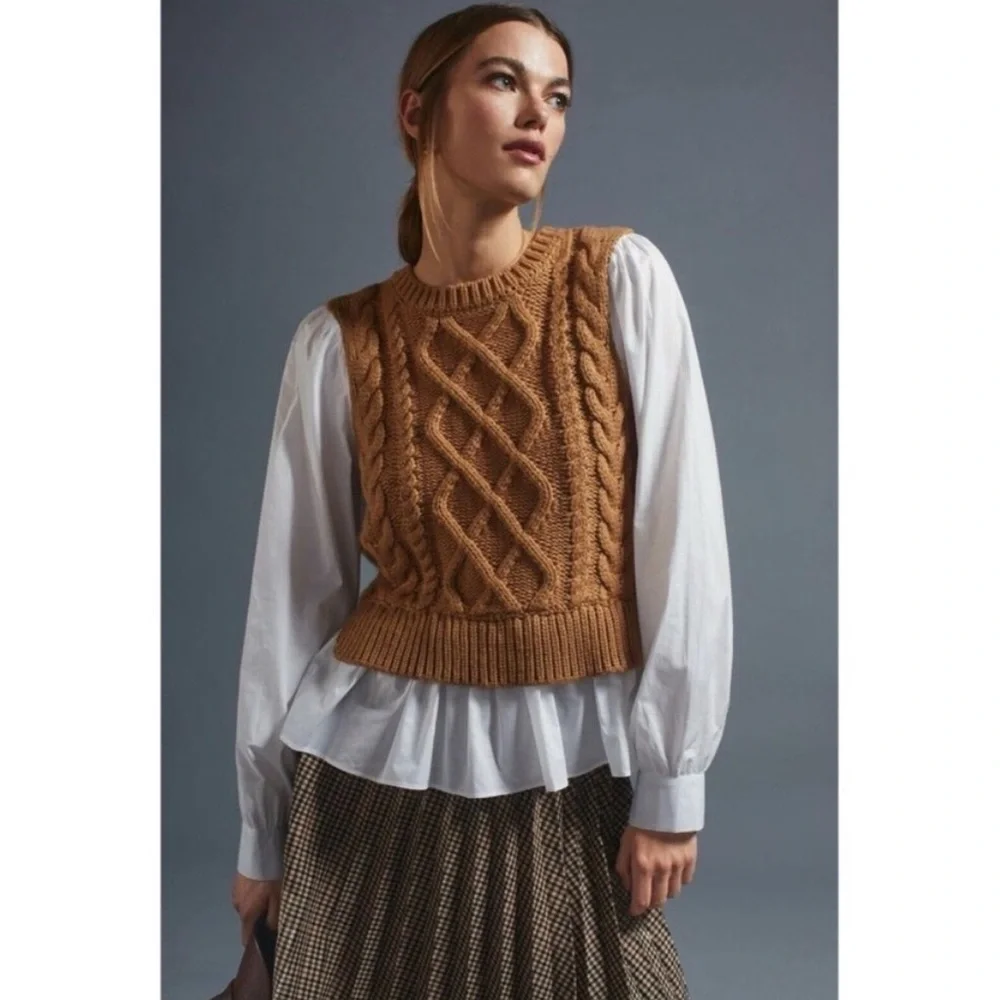 NWT Anthropologie Sweater Vest & Blouse Layered Top